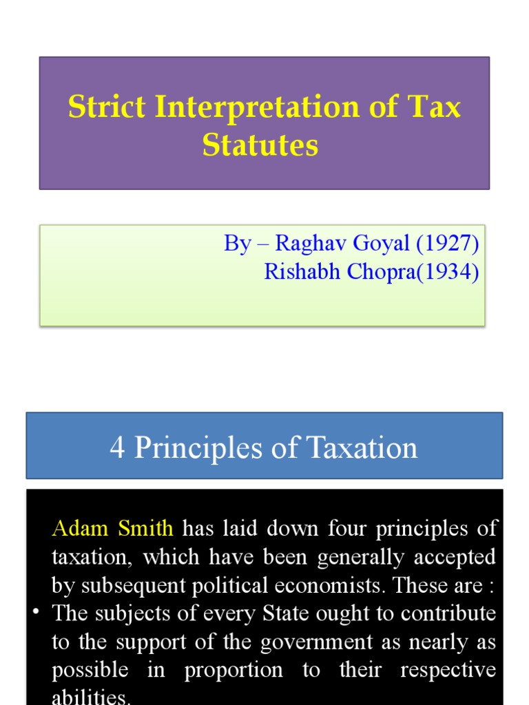 Interpretation of Tax Statutes PPT PDF Taxes Plain Meaning Rule