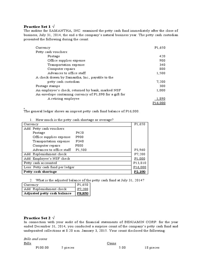 Petty Cash Fund Audit Summary | PDF | Banks | Cash