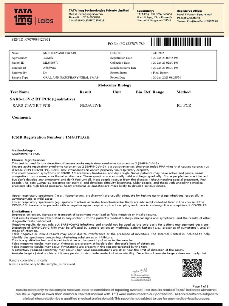 Negative RT-PCR COVID-19 Result | PDF | Infection | Clinical Medicine