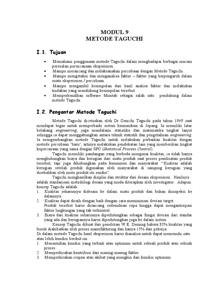 Metode Taguchi dalam Perencanaan Eksperimen | PDF | Sains & Matematika