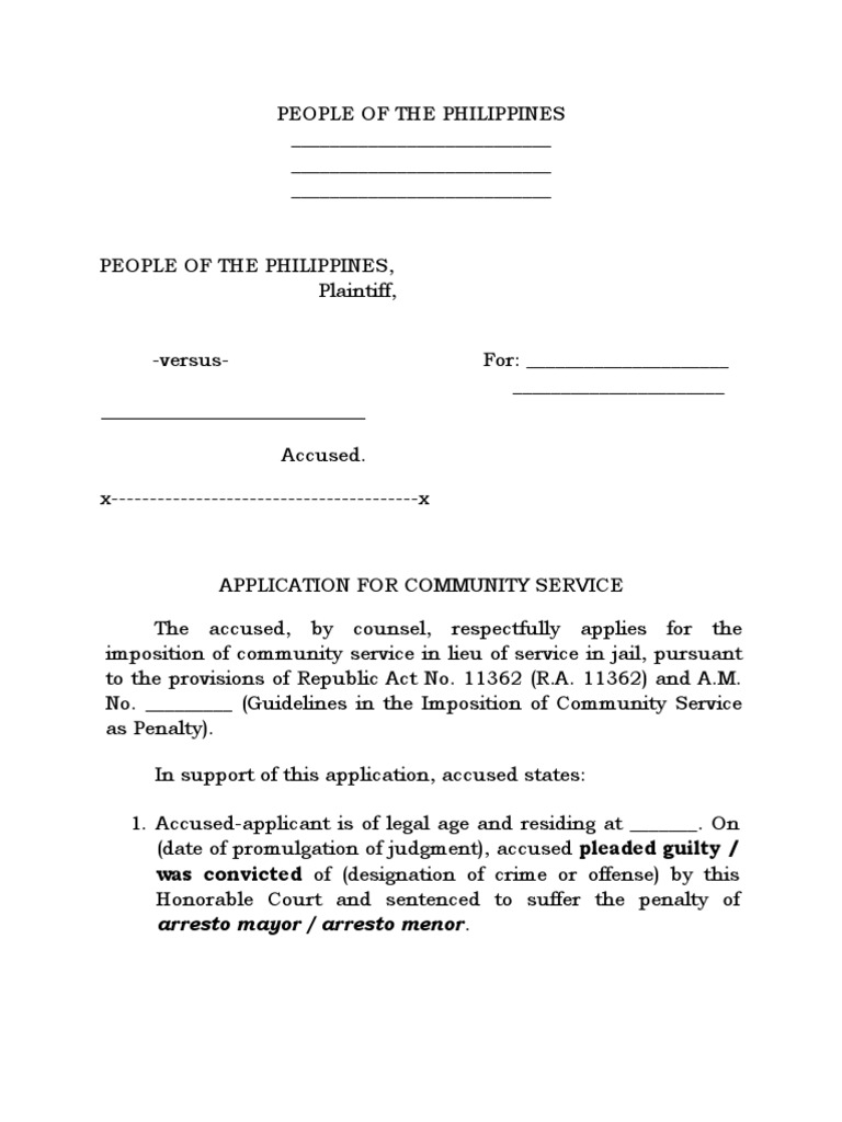 Application For Community Action