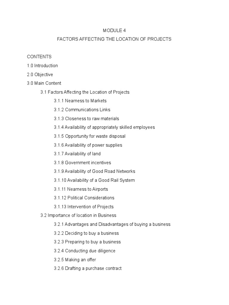 Factors Influencing Project Location | PDF | Prices | Sales