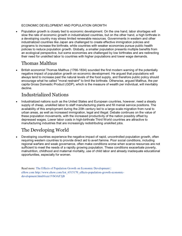 Economic Development and Population Growth | PDF | Social Science