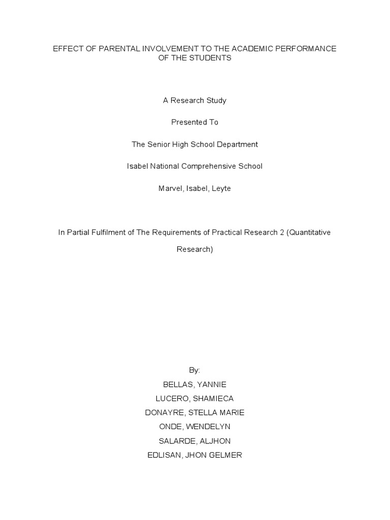 Impact of Parental Involvement on Academics | PDF | Survey Methodology