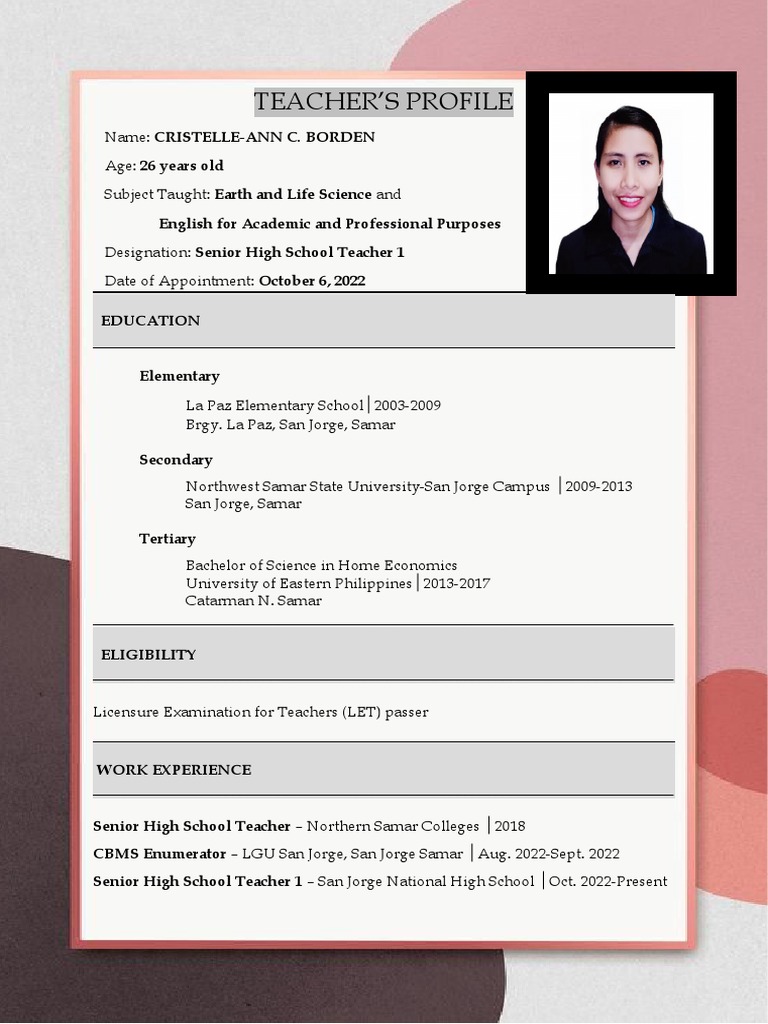 TEACHER Profile | PDF