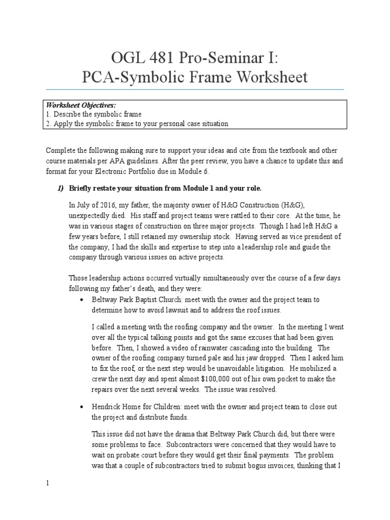 5 symbolic frame worksheet | PDF