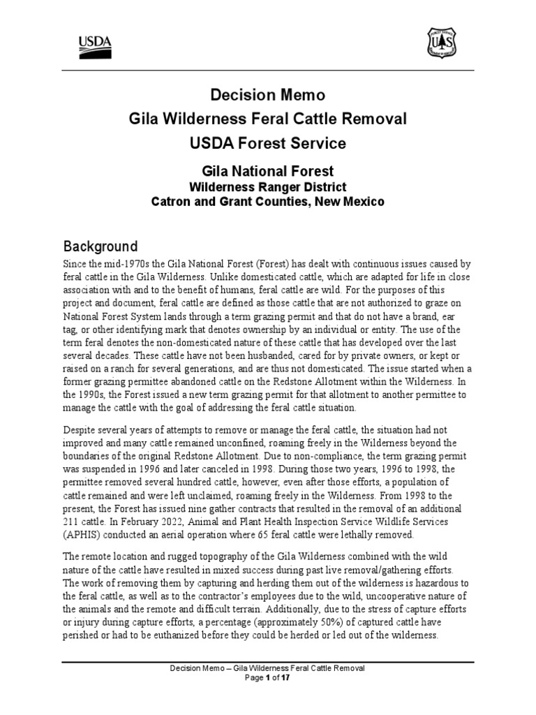 USFS Decision Memo | PDF | Clean Water Act | Endangered Species Act Of 1973