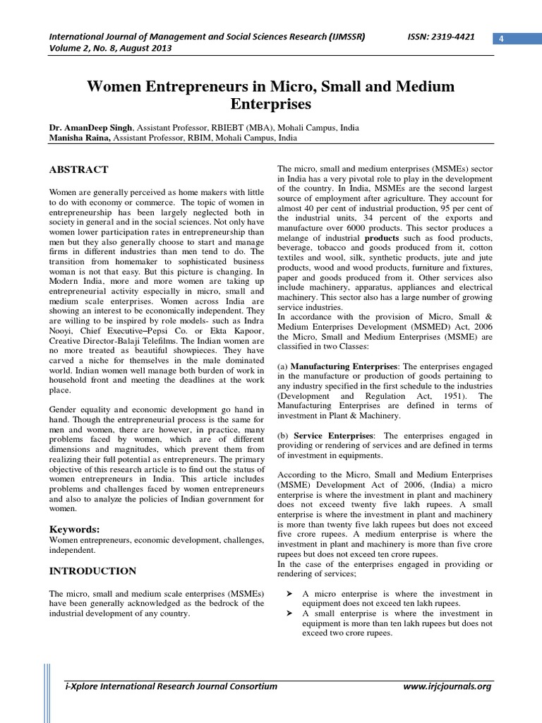 Women Entrepreneurs in India | PDF | Entrepreneurship | Business Economics