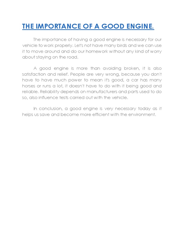The Importance of A Good Engine PDF