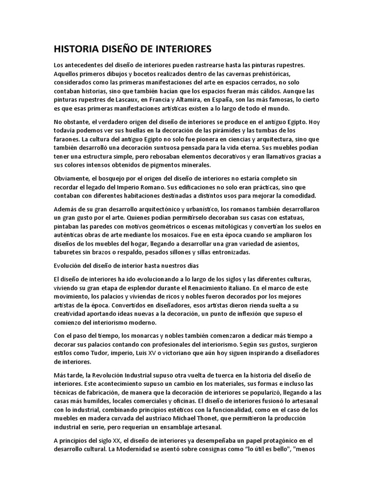 Evolución del Diseño de Interiores | PDF | Diseño de interiores | Diseño