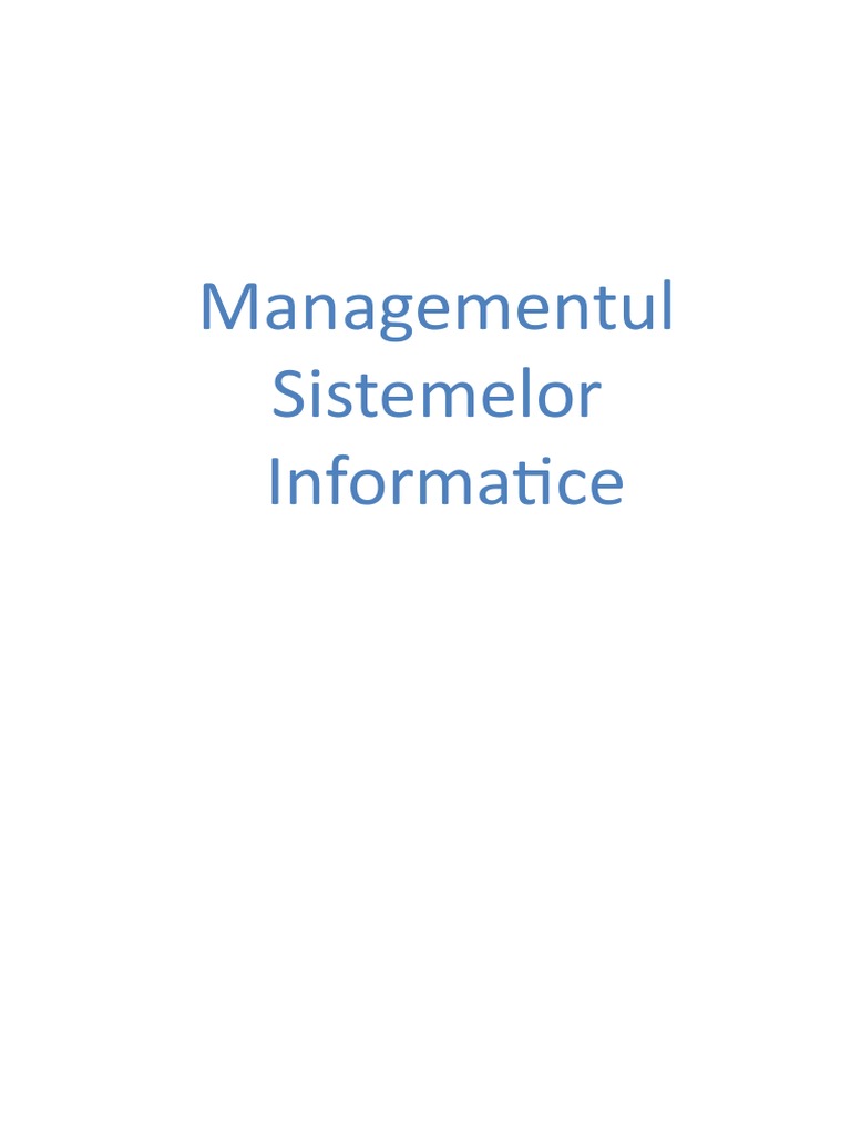 Managementul Sistemelor Informatice | PDF