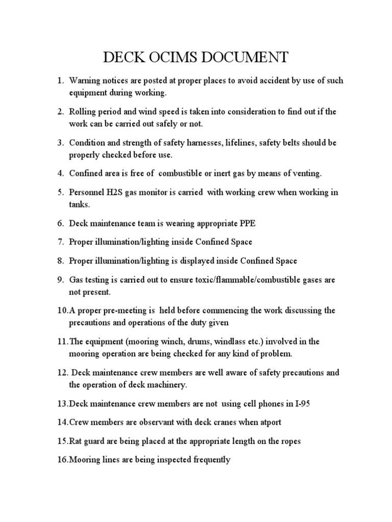 Deck Safety Precautions Pdf