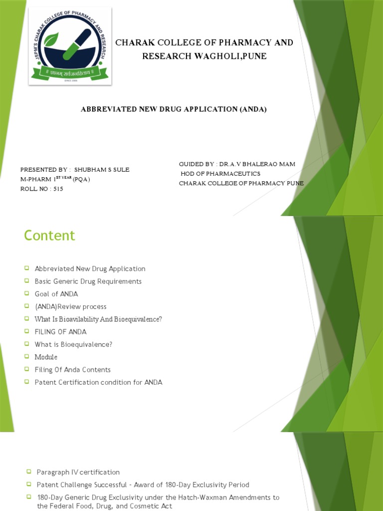 Understanding ANDA Patent Certification | PDF | Generic Drug | Food And ...