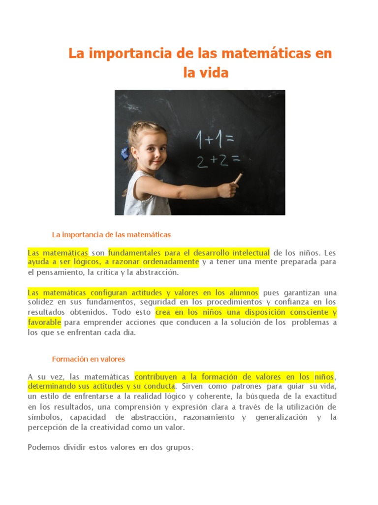 La Importancia de Las Matemáticas en | PDF