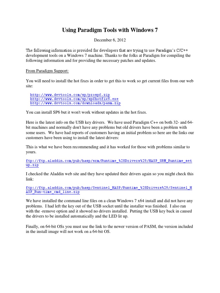 Paradigm Tools Setup for Windows 7 | PDF | Windows 7 | Microsoft Windows