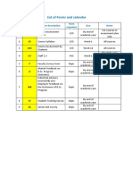 0 List of Forms and Calendar