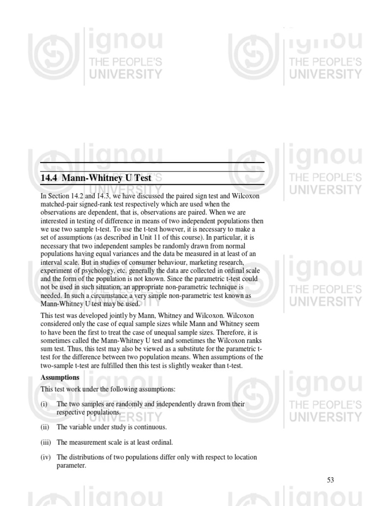 Lecture 6 Part One | PDF | Mann–Whitney U Test | Statistical Significance