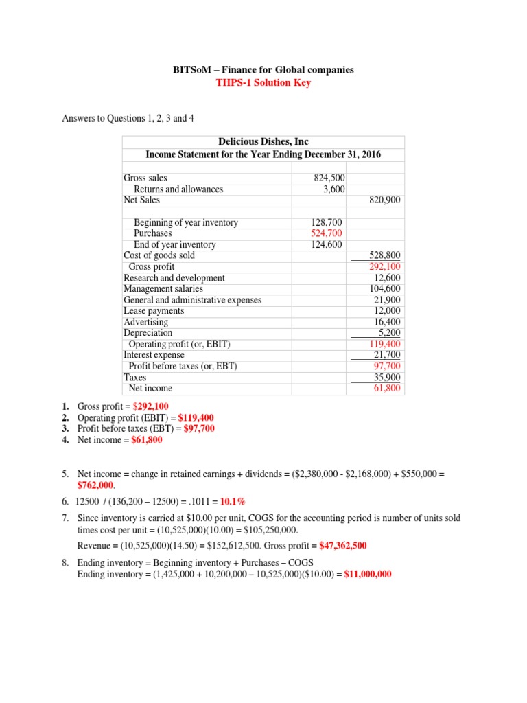 Solution Key To Problem Set 1 PDF Retained Earnings Equity (Finance)