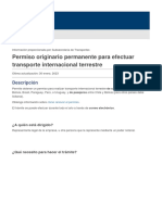 Permiso Originario Permanente para Efectuar Transporte Internacional Terrestre