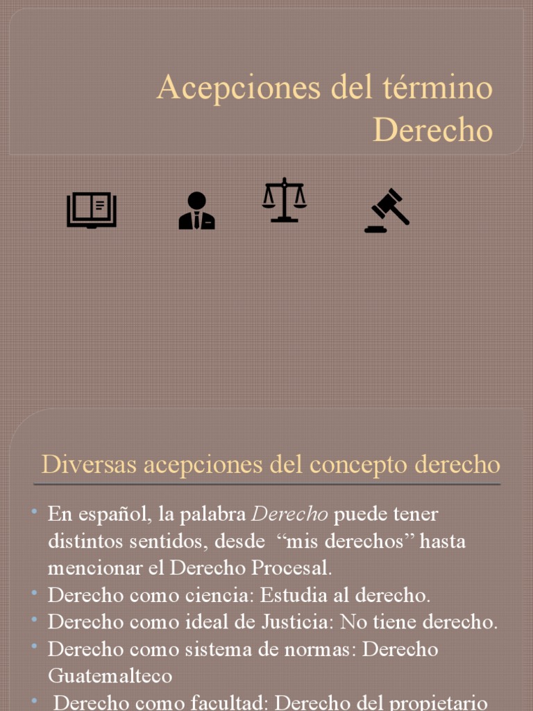 Acepciones Del Término Derecho PDF Ley