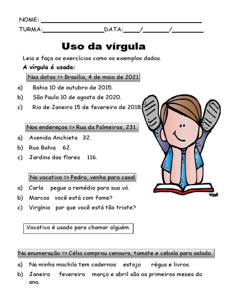 Uso da Vírgula: Exercícios Práticos | PDF
