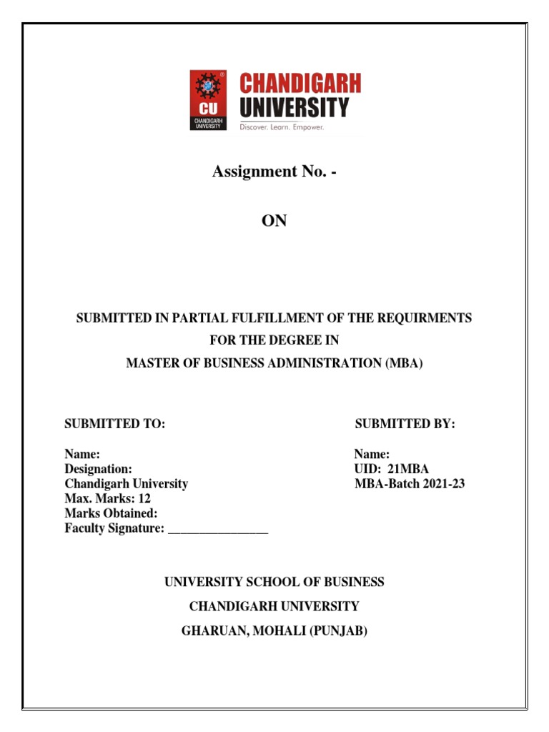 chandigarh university assignment front page pdf