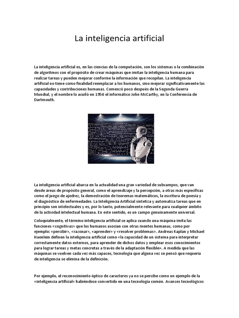 Historia y conceptos de la inteligencia artificial | PDF | Inteligencia ...