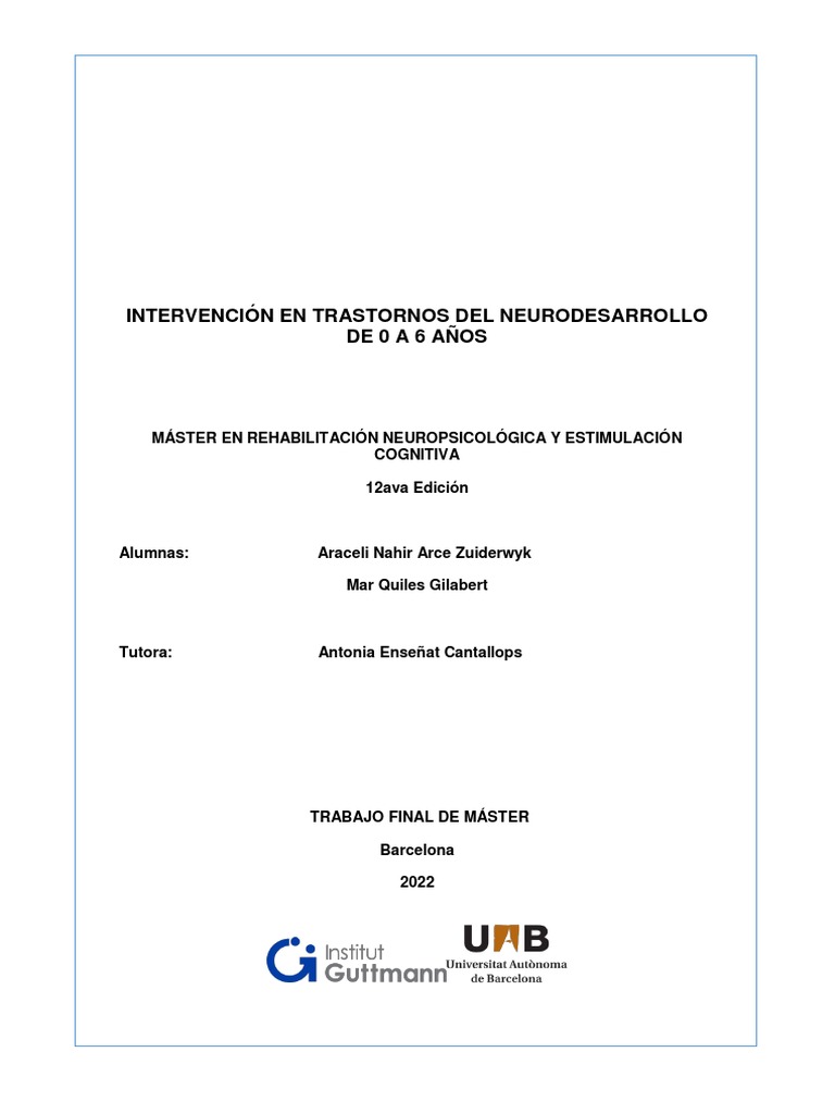 Intervención en neurodesarrollo infantil 0-6 años | PDF | Modificación ...