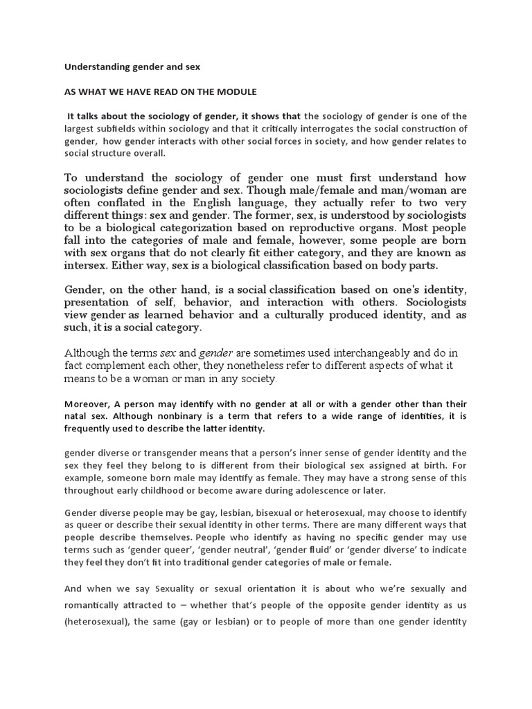 Sociology of Gender Explained | PDF | Gender | Gender Studies