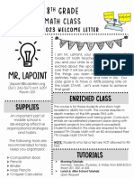 Welcome Letter Lapoint 22-23