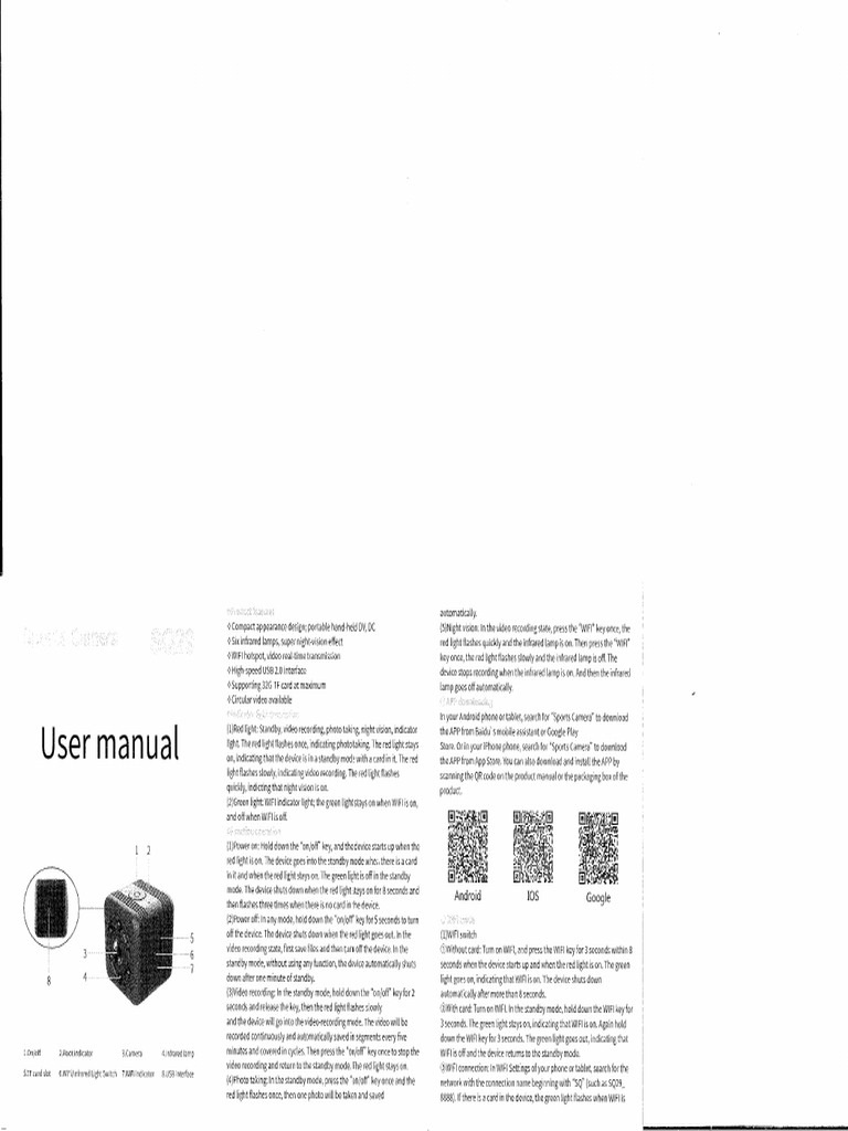 Manual de usuario de la cámara deportiva R3 Wi-Fi Mini DV