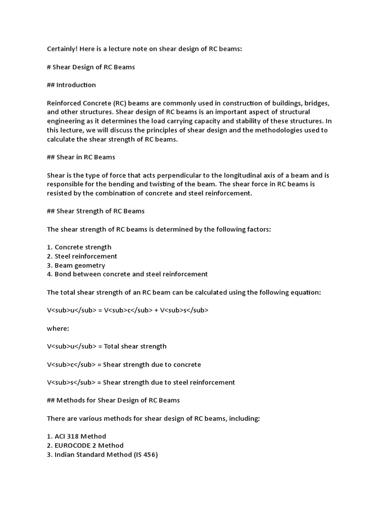 Shear Design of RC Beams PDF