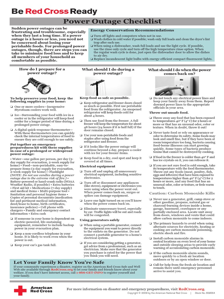 Power Outage PDF Refrigerator Dishwasher
