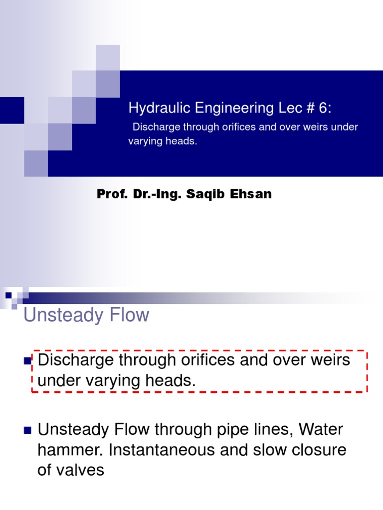 Hydraulic Engineering - Lec - 6 - Students | PDF | Discharge (Hydrology ...