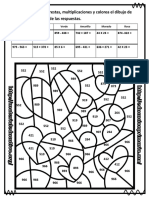 Resuelve Las Sumas, Restas, Multiplicaciones y Colorea El Dibujo de Acuerdo Con La Clave de Las Respuestas