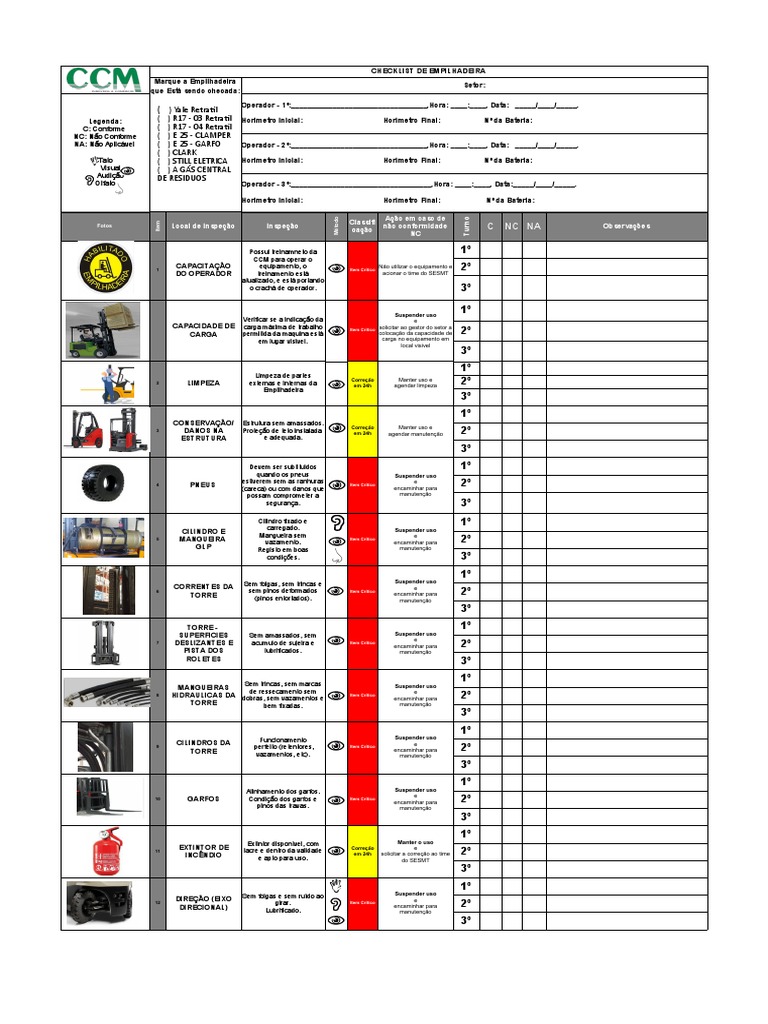 Novo checklist empilhadeira atualizado pdf