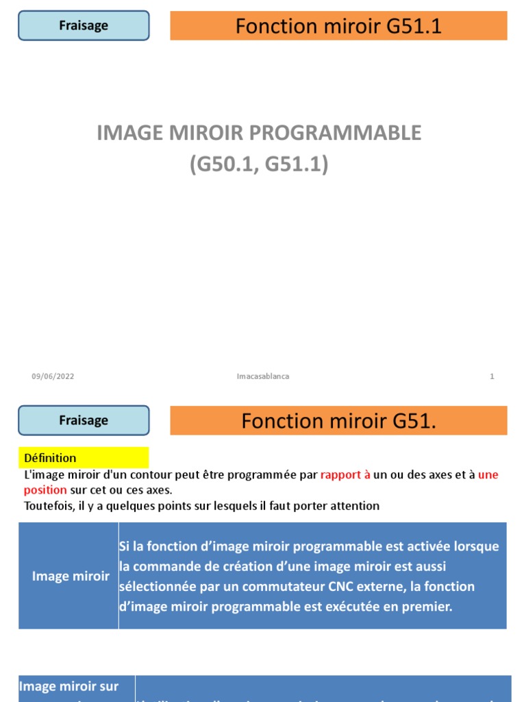 Fonction Miroir G51.1 en Usinage | PDF | Machine-outil à commande numérique