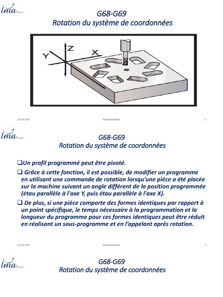 G68-G69 Rotation Du Système de Coordonnées | PDF | Rotation | Programme ...