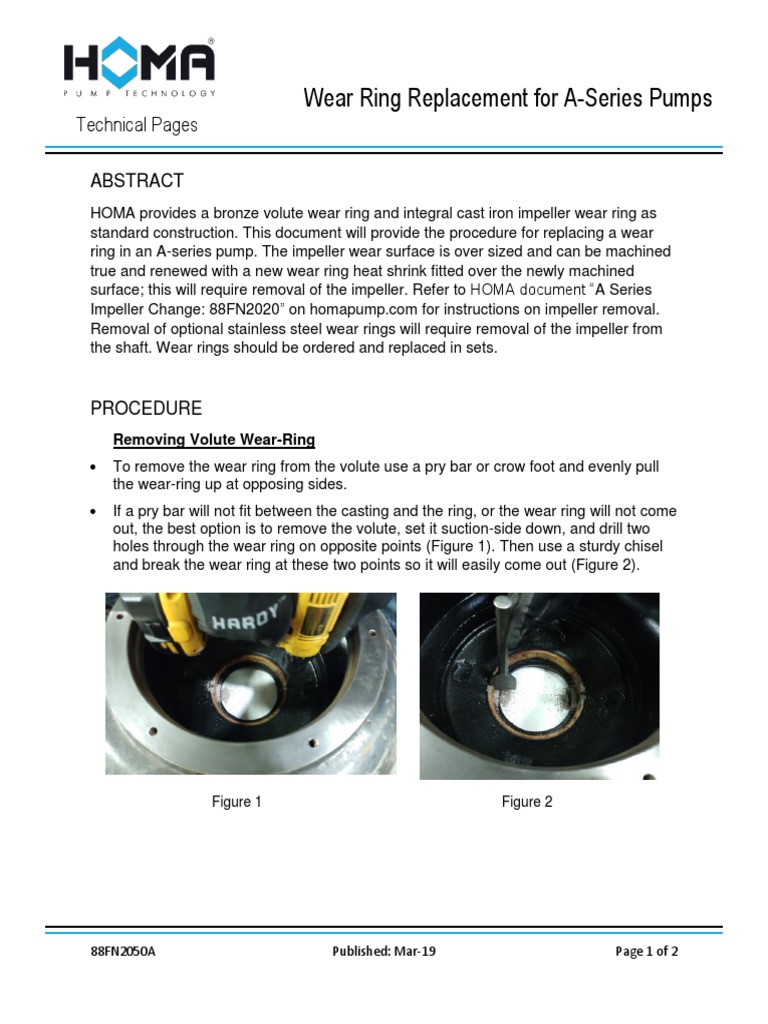 WearRingReplacementforASeriesPumps PDF Equipment Tools