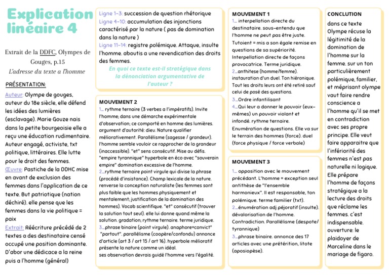 Explication Linéaire 4 | PDF