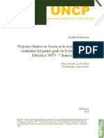 Programa Manitos en Acción en La Escritura de Los Estudiantes Del Primer Grado de La Institución Educativa 30073 - Chupaca