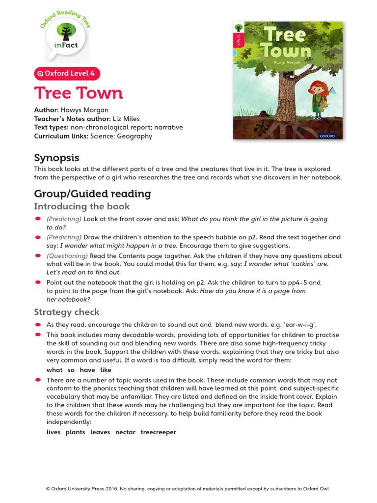 Tree Town Teachers Notes | PDF | Phonics | Cognition