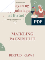 ESP 7 Pagpapahalaga at Birtud Unang Bahagi Maikling Pagsusulit