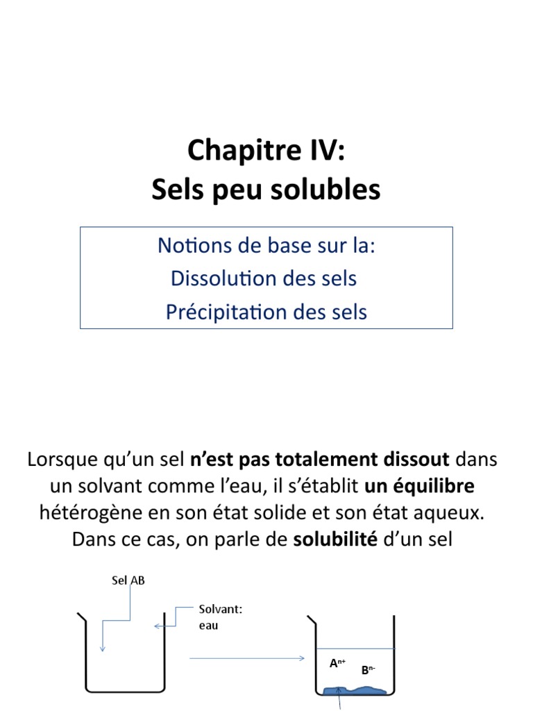Solubilité des sels peu solubles | PDF | Précipité | Équilibre chimique