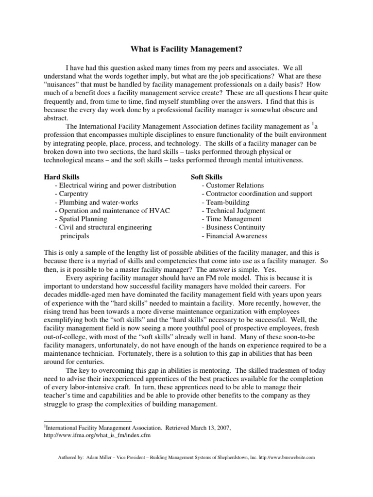 What Is Facility Management PDF