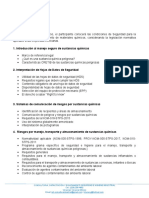 Temario Curso Seguridad para La Manipulación y Almacenamiento de Materiales Químicos