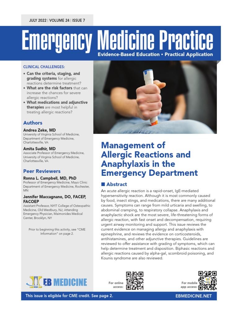 Management of Allergic Reactions and Anaphylaxis in The Emergency | PDF ...