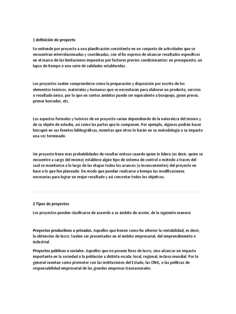 Definición y elementos clave de un proyecto | PDF | Presupuesto | Software