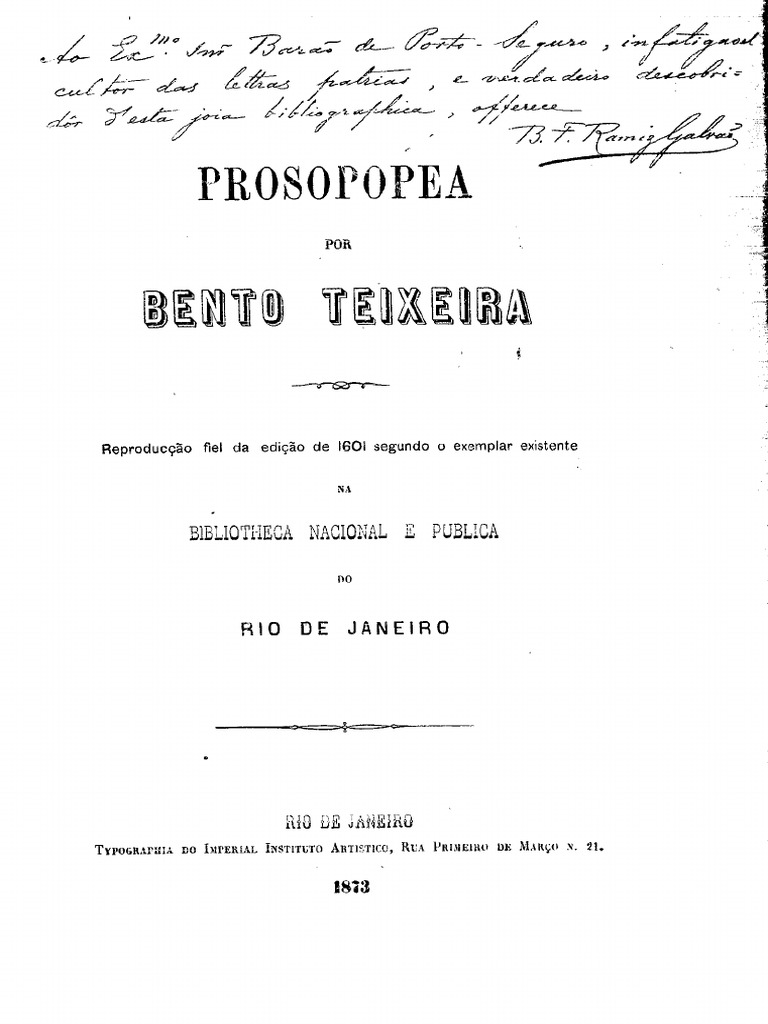 Prosopopéia Por Bento Teixeira | PDF | Poesia