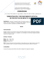 Convocatoria Demostración y Reconocimiento Estatal de Proyectos de Impacto Social